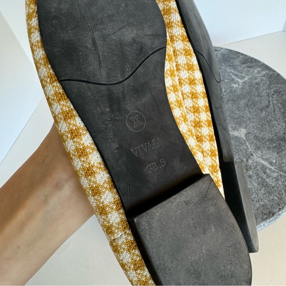 Vivaia Sylvia Yellow Square Toe Gingham Plaid Flats Loafers 38.5 - Picture 12 of 12